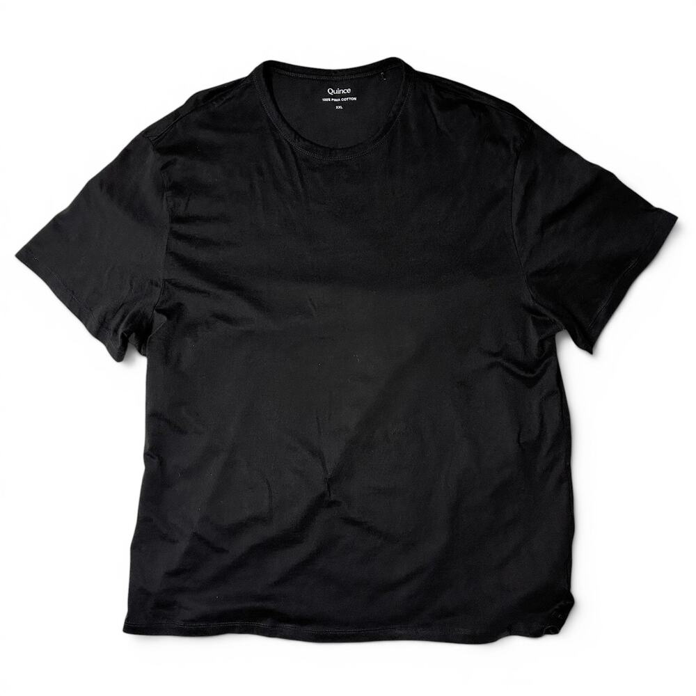 Quince Pima Cotton Luxe Touch Tee Mens Size XXL Bold Black Crew Neck NWOT